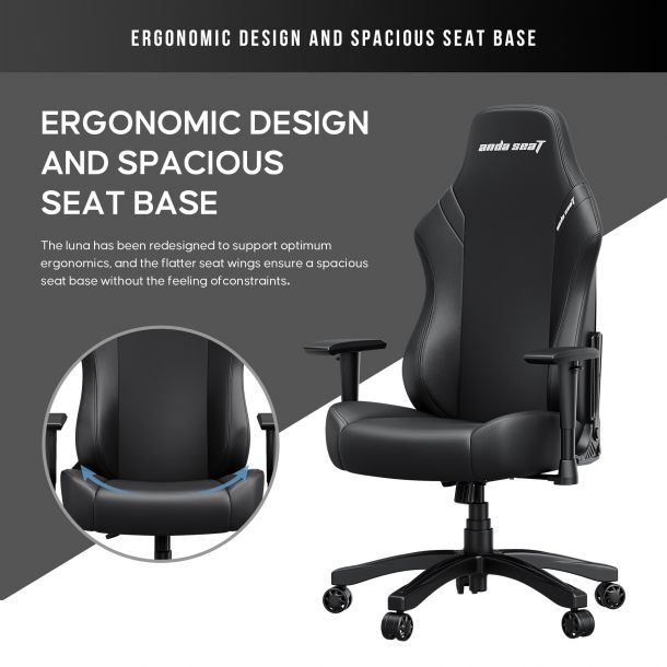Крісло геймерське Anda Seat Luna L Eco-leather Black (871191215) фото